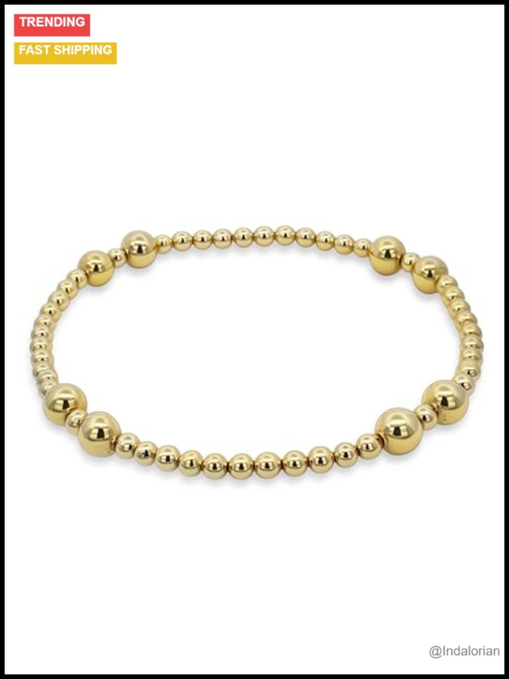 14k Gold Filled Beaded Bracelet for Women 3mm 5mm Stackable Stretch Handmade
